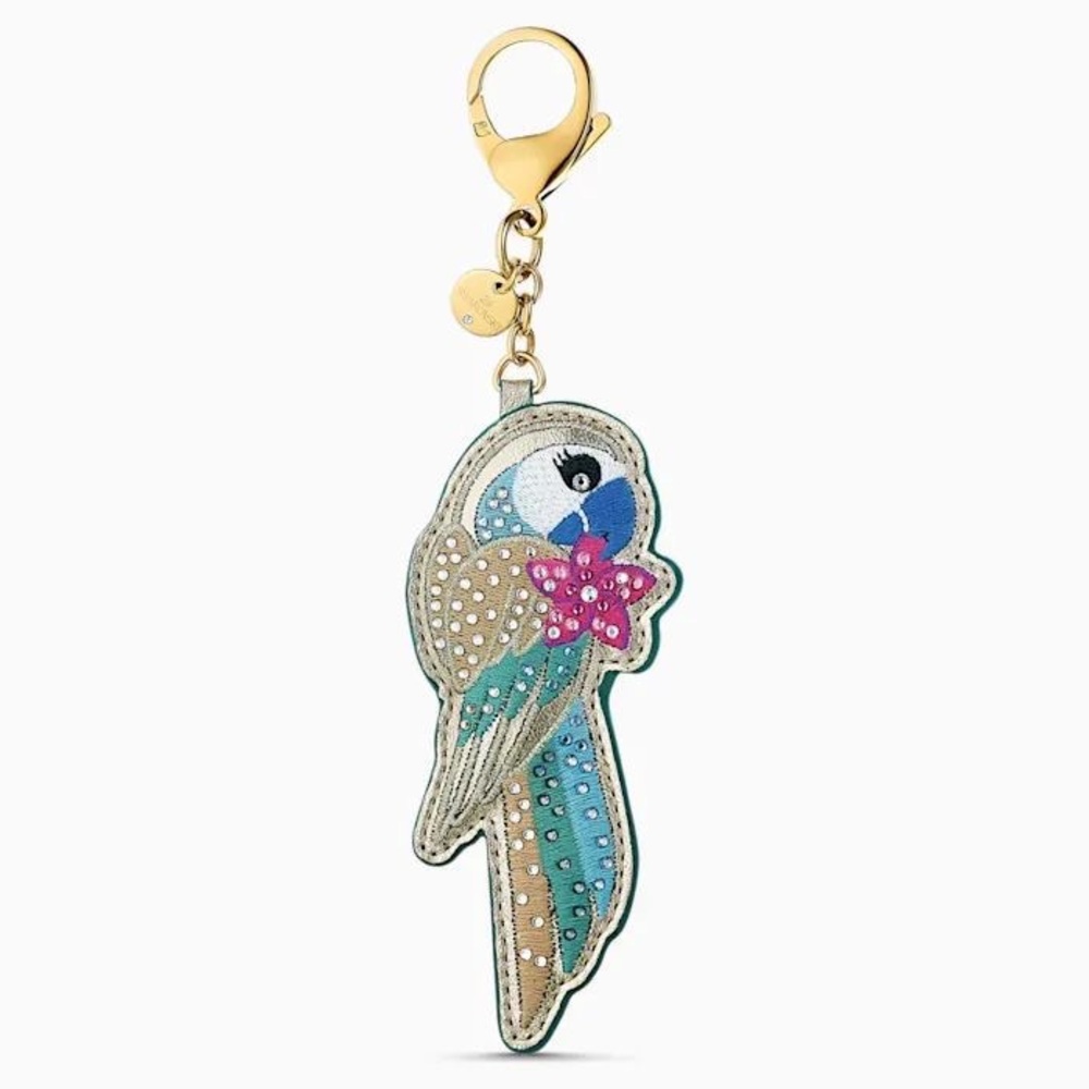 Swarovski Tropical leaves and parrot - Bag charm